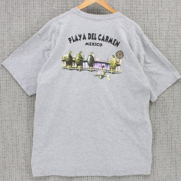 Vintage Yazbek Shirt Mens 2XL Gray Short Sleeve Playa Del Carmen Mexico Turtles - Picture 1 of 8